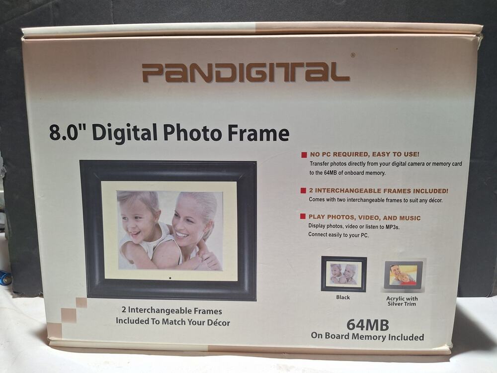 Pandigital 8 Digital Photo Frame 64MB NOS Open Box Tested Complete Remote